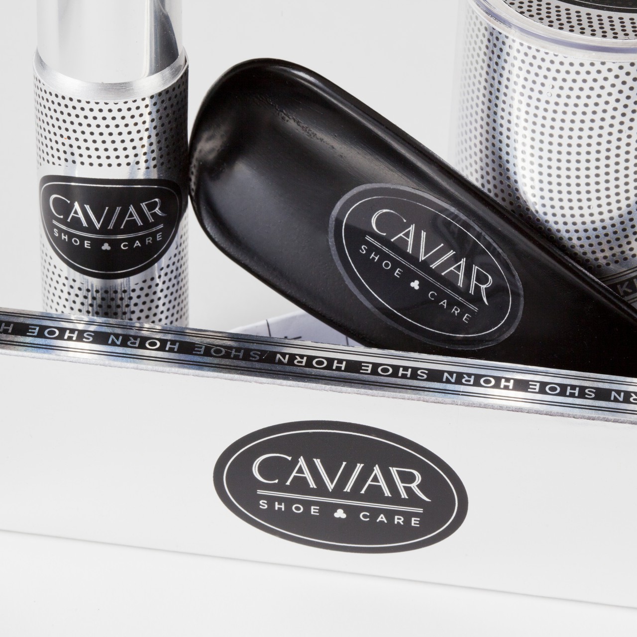 Image of Caviar Shoe Care logo package labels